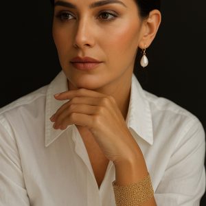 Brazalete Tejido en Alambre chapado en Oro 18k Artesanal