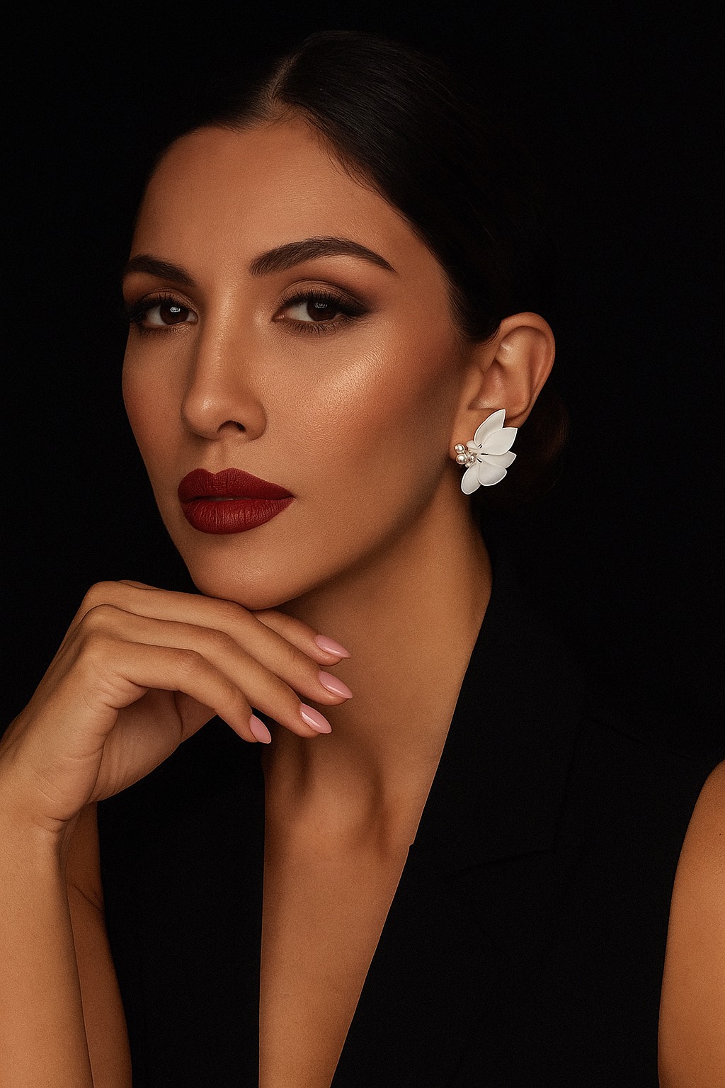 Pendientes Hojas: resina, alambres chapados, perlas, Cristales - Imagen 2