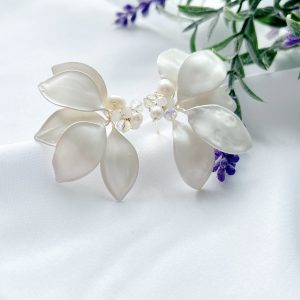 Pendientes Hojas con Perlas y Oro 18k | Hipoalargènico