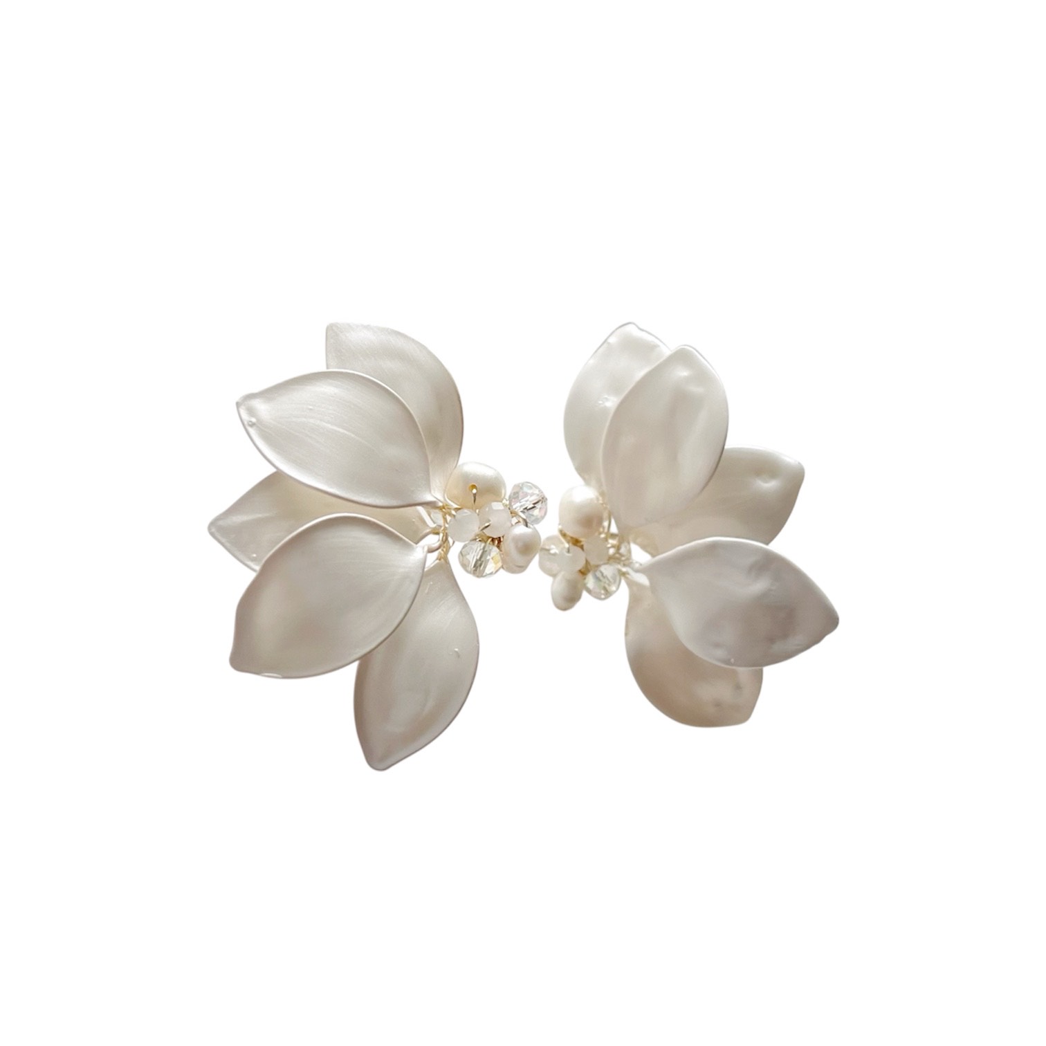 Pendientes Hojas: resina, alambres chapados, perlas, Cristales