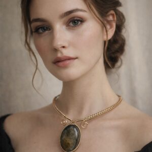 Collar de Ónix Natural y alambres chapado en Oro 18k