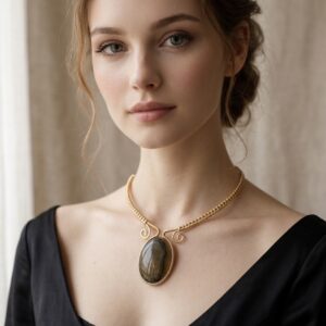 Collar Rígido Ónix Imperial · Alambre chapado en Oro de 18k