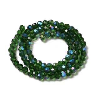 Tira de cristal electrochapado facetadas redondo verde 6mm