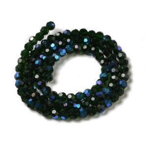 Tira de cristal electrochapado facetadas redondo verde oscuro 6mm