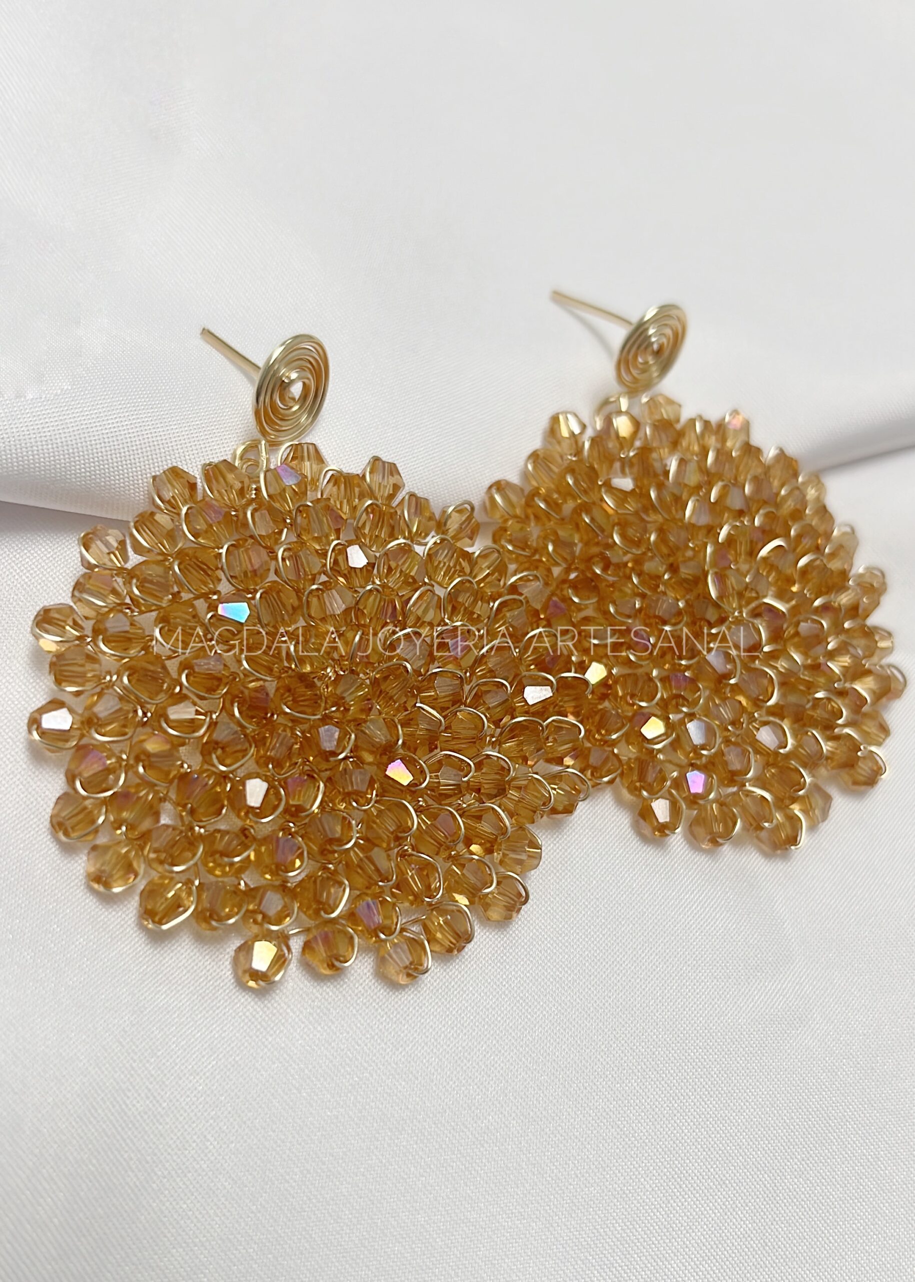 Pendientes Flamencos "Clavel de Oro" – Tejidos en Murano - Imagen 6