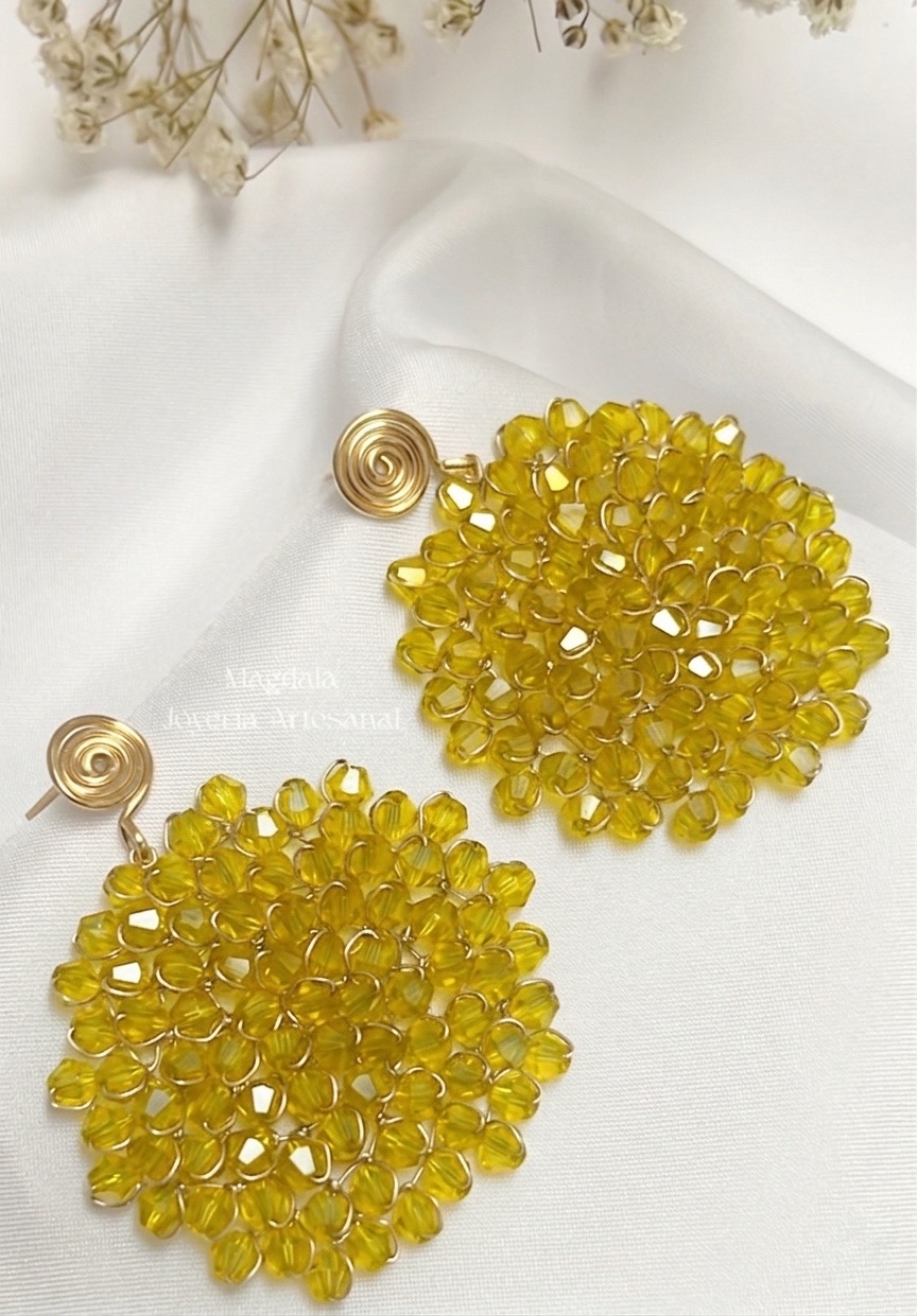 Pendientes Flamencos "Clavel de Oro" – Tejidos en Murano - Imagen 7