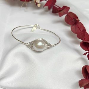 Pulsera Rígida con Perla Barroca Grande (15mm)