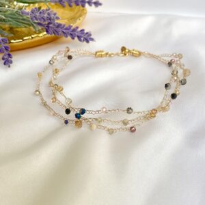 Choker/Pulsera Tejido 3 Vueltas Chapado en Oro con Cristales